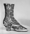 Evening boots, silk, metal, probably French